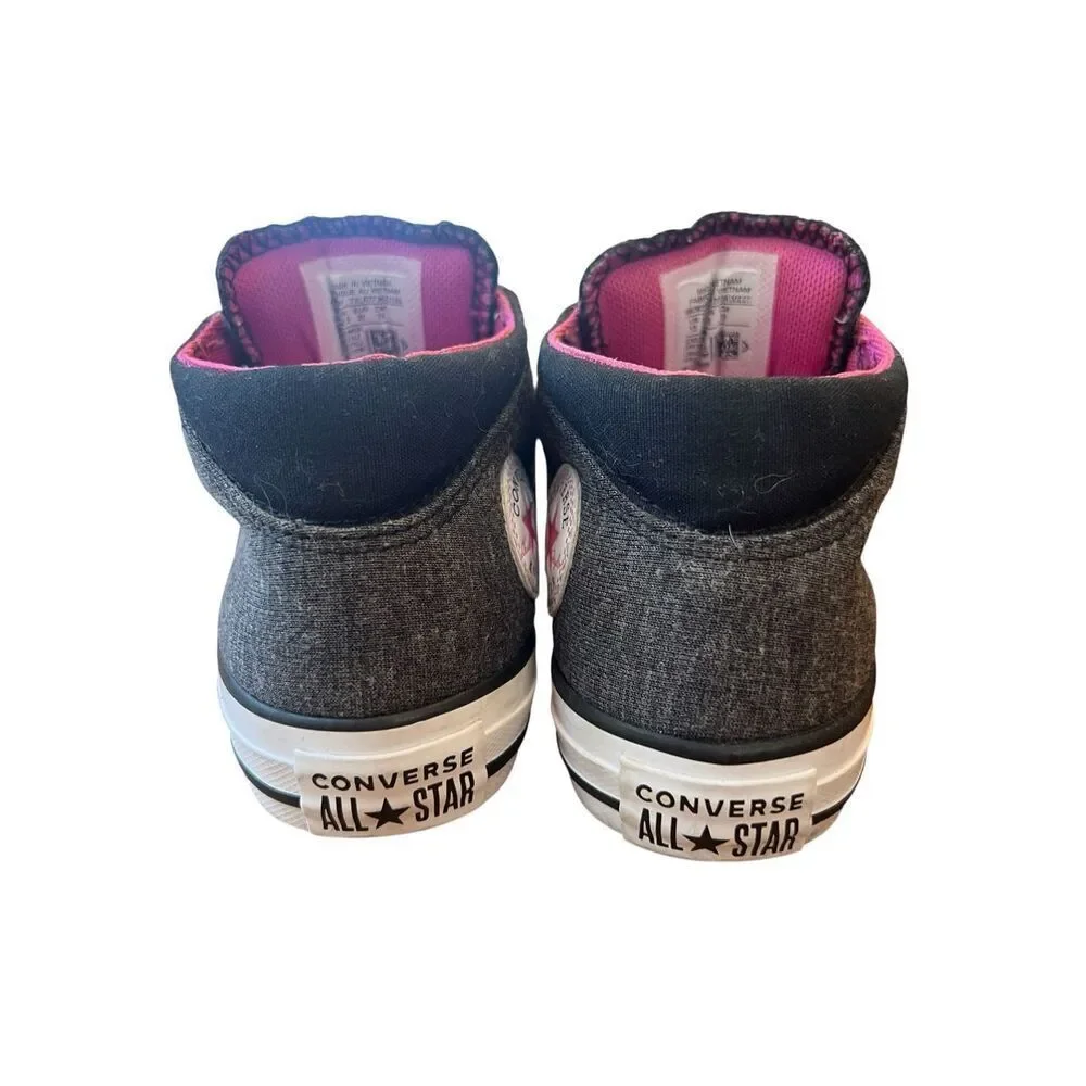 Converse Chuck Taylor All Star Madison Mid Kids' Shoes Black/Fuchsia/White Sz 13